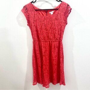 Orange lace cap sleeve dress